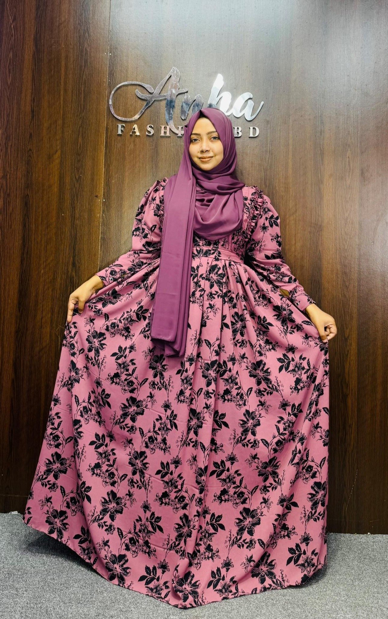 Elegant Plated Summer Comfort Gown with Hijab