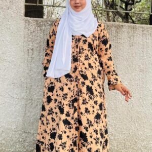 Peach Black Floral Casual Shirt