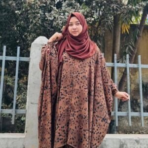 Brown Polka Abaya Set