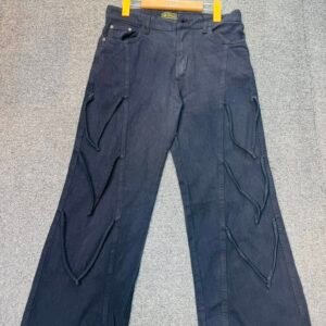 Black Strap Style Denim Pants