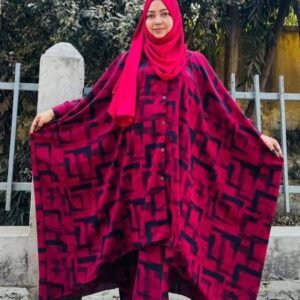 Red Geometric Abaya Set