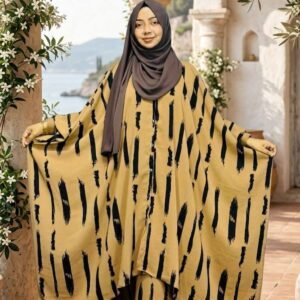 Mustard Abstract Shirt Abaya Set