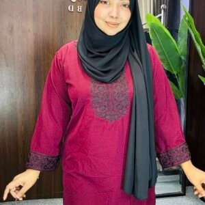Wine Embroidered Kurti