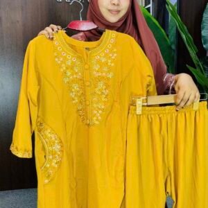 Mustard Embroidered Kurti