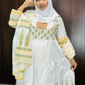 White Mustard Printed 3-Piece Dress