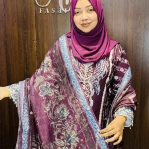 Wine Luxury Printed 3-Piece Dress