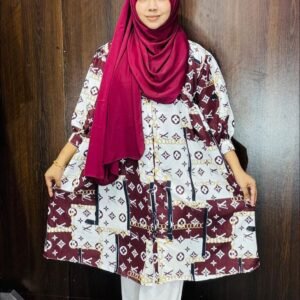 Maroon Designer Print Casual Shirt