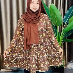 Brown Floral Layered Top