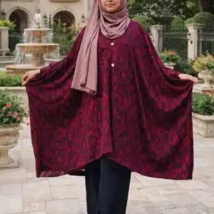 Wine Red Abaya With Pant Combo ( Free Size )