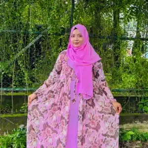 Attached Koti Gown With Matching Hijab (Color: Lux pink)
