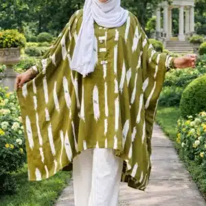 Olive Green Abaya With Pant Combo ( Free Size )