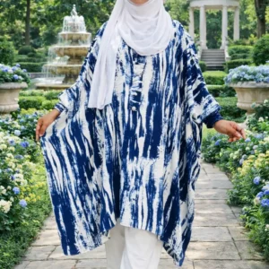 Navy Blue Abaya With Pant Combo ( Free Size )