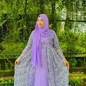 Attached Koti Gown with matching Hijab (Color: levendar)