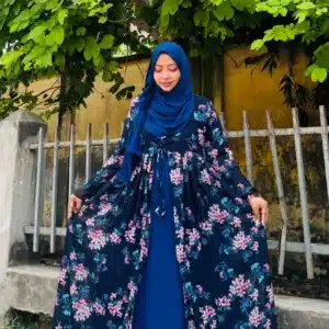 Attached Koti Gown With Matching Hijab (Color: Royal Blue)