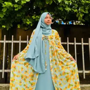 Attached Koti Gown With Matching Hijab (Color: mint)
