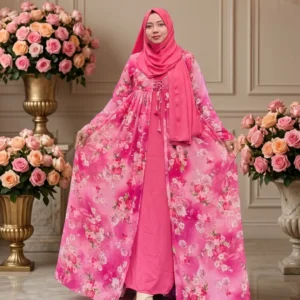 Pink Blossom Attached Koti Gown