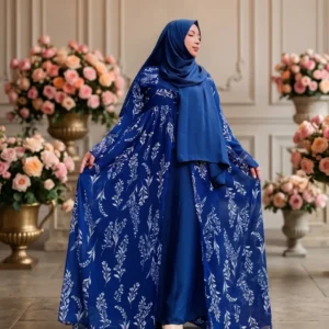 Royal Blue Attached Koti Gown