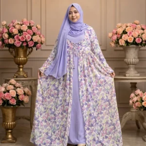 Lavender Garden Attached Koti Gown