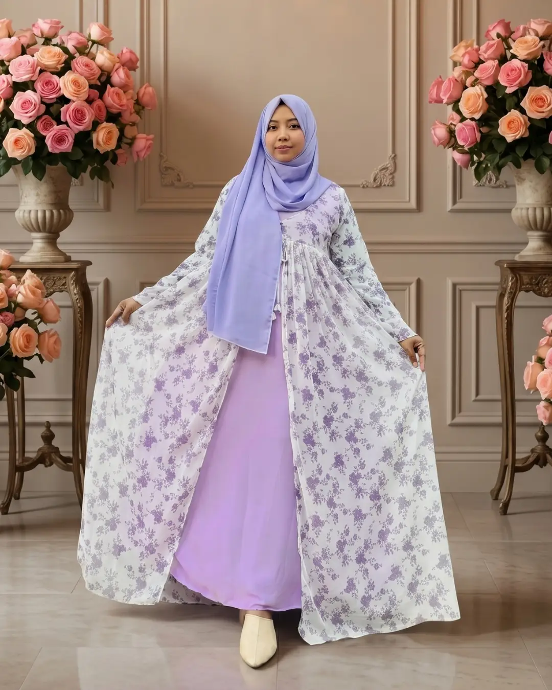Soft Lilac Attached Koti Gown