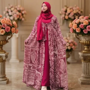 Maroon Ethnic Attached Koti Gown
