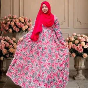 Red Floral Layer Gown