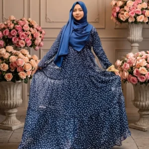 Navy Blue Polka Dot Layer Gown