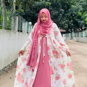 Attached Koti Gown with Matching Hijab (Color: Mauve Pink)